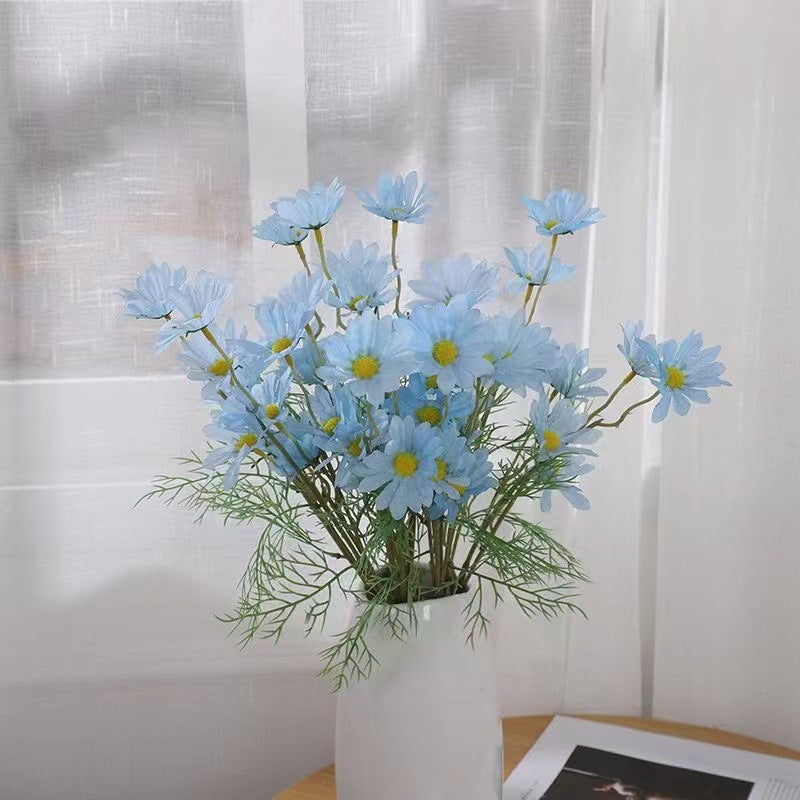 Lifelike Blue Daisy Bouquet