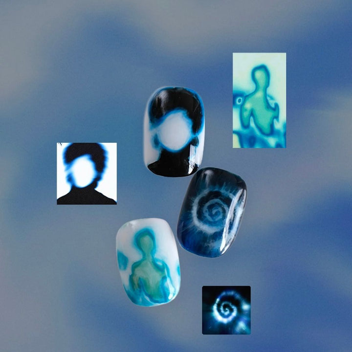 Artistic Coffee-Inspired Press-On Nail Art Set Kalsten