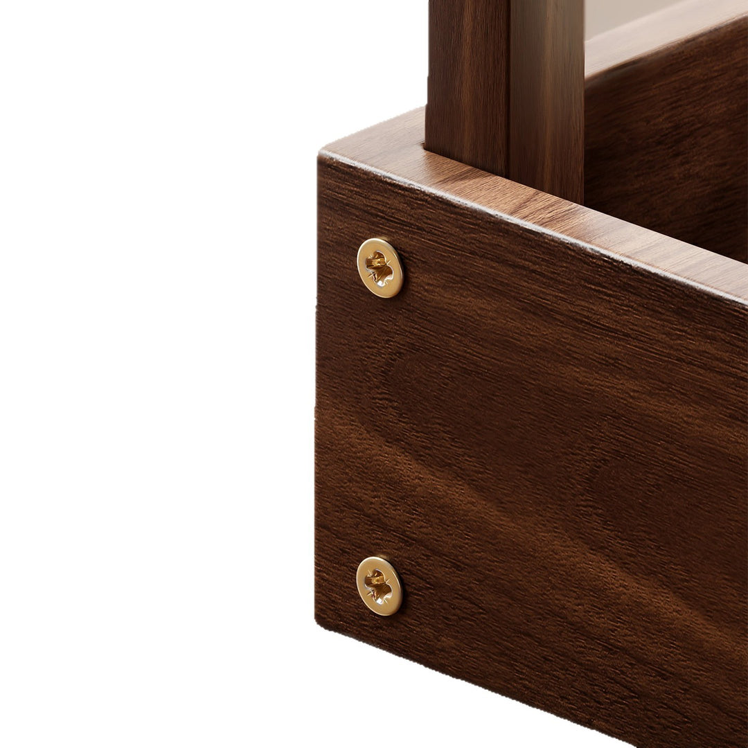 Double-Tier Wooden Bracelet and Prayer Bead Display Stand with Storage Tray