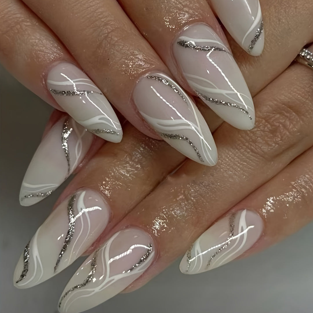 Elegant artificial nails with glitter accents Kalsten