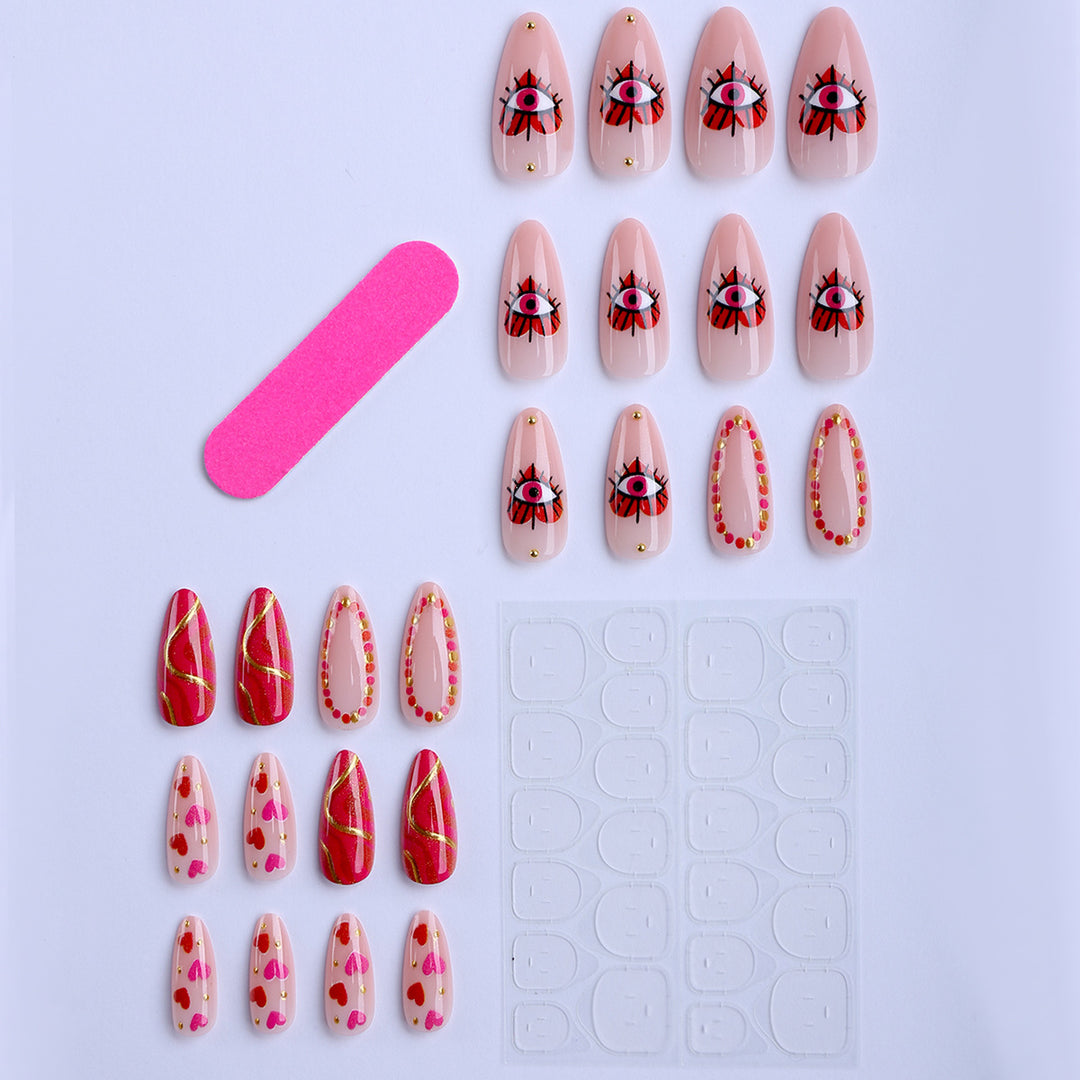 Creative heart and eye designs artificial nails Kalsten