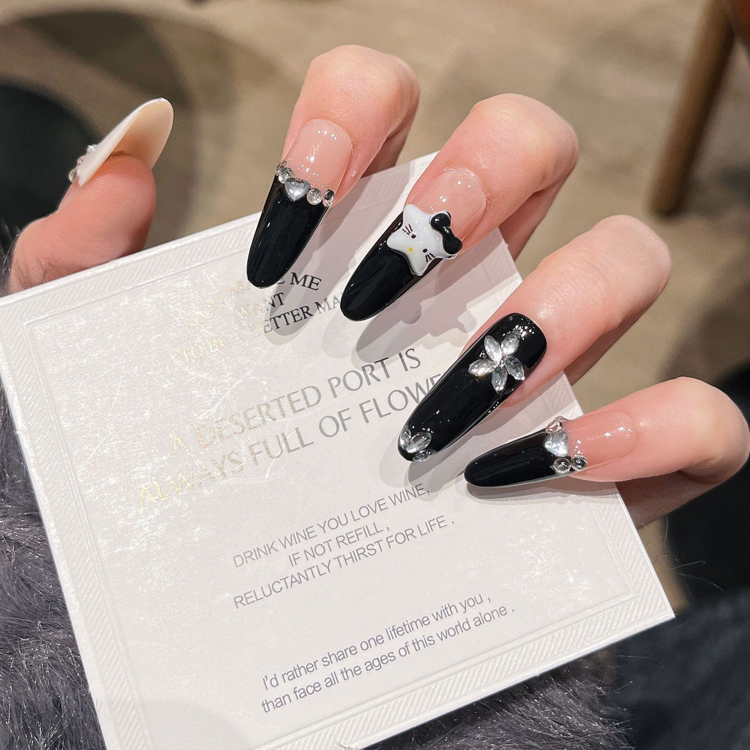 Artistic Gem-Accented Press-On Nail Extensions Kalsten