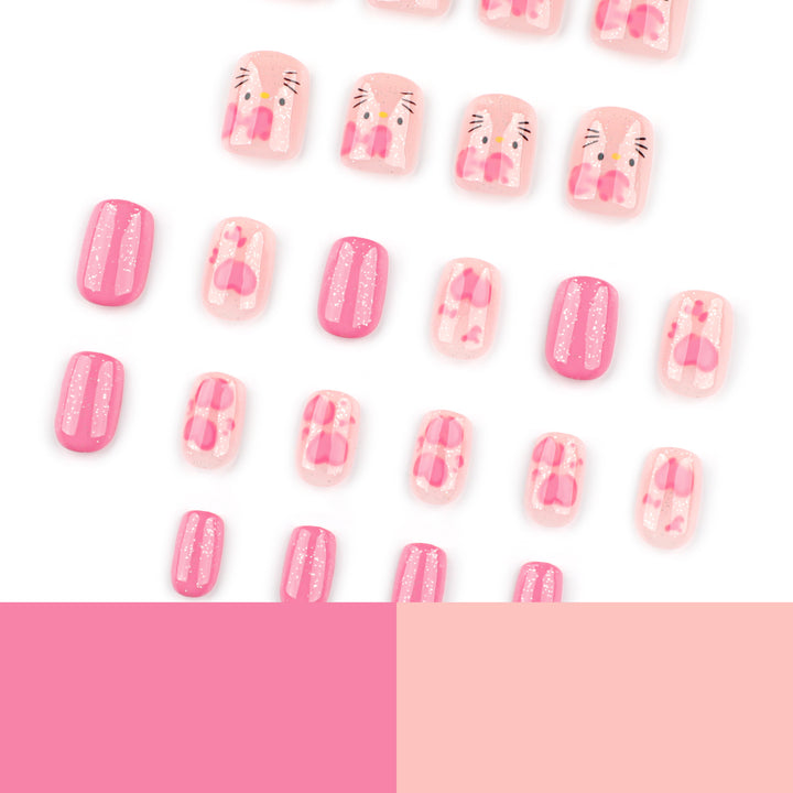 Artificial nail art with cute animal and heart motifs Kalsten