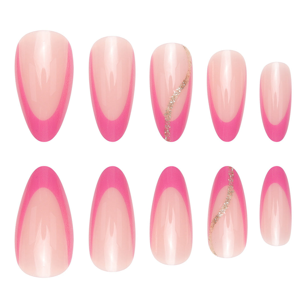 Elegant Stiletto Press-On Nails with Pink Ombre Design Kalsten