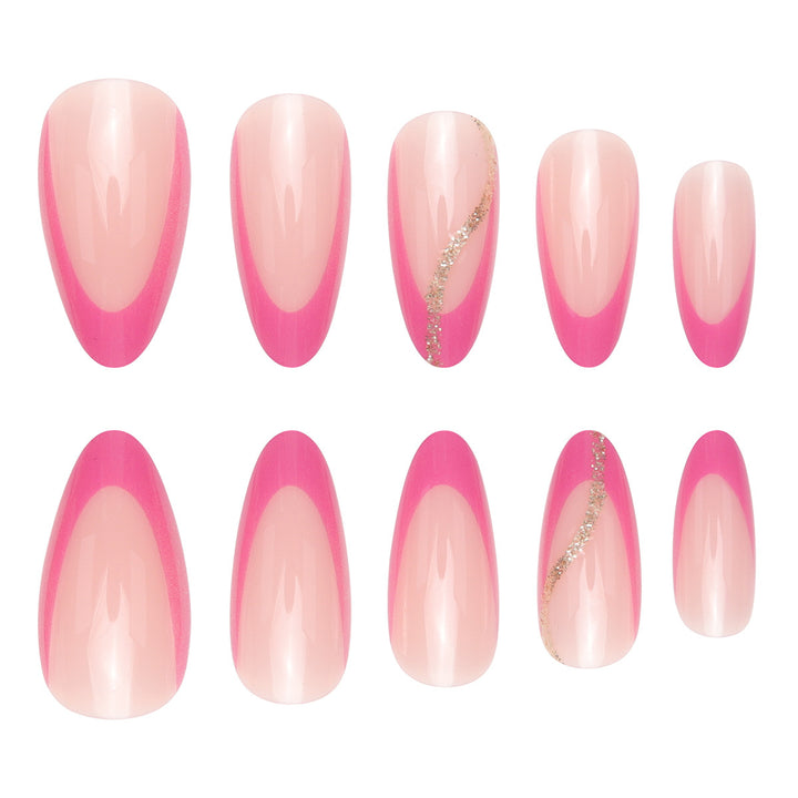Elegant Stiletto Press-On Nails with Pink Ombre Design Kalsten