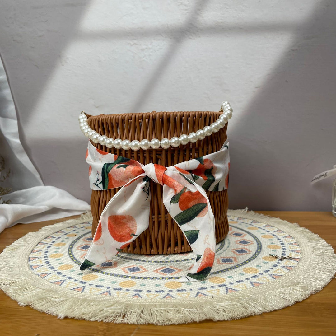 Women's stylish rattan container with pearl handle Kalsten