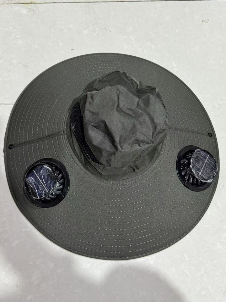 Sunscreen hat with dual USB fans, breathable mesh and adjustable chin strap Kalsten