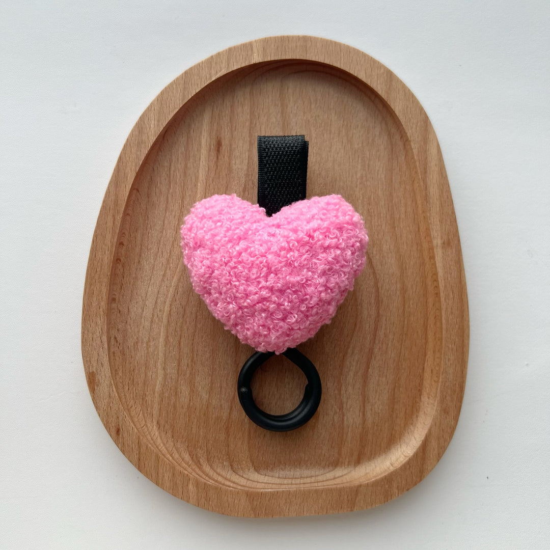 Plush Heart Pacifier Holder with Silicone Teething Ring