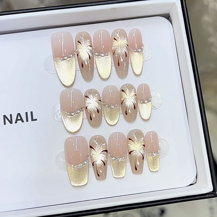 Artistic Floral Pattern Press-On Nail Set Kalsten