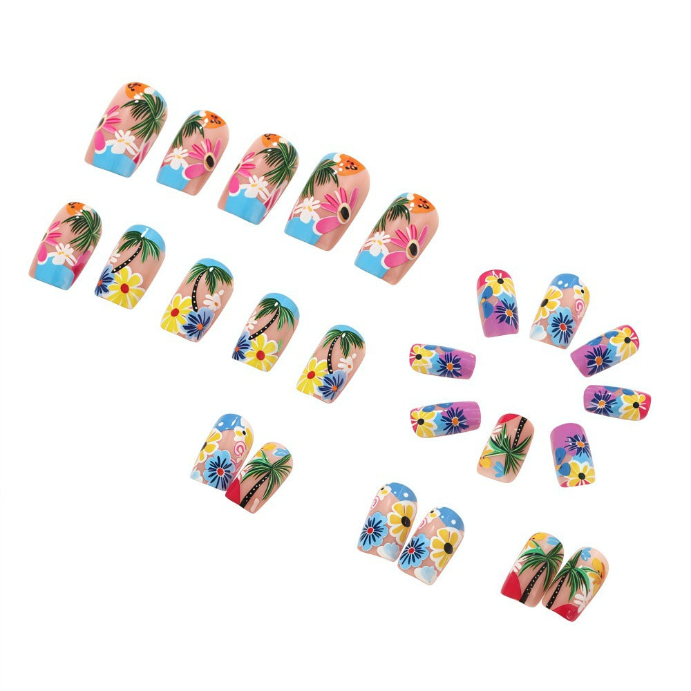 Artificial nails in tropical flower design Kalsten
