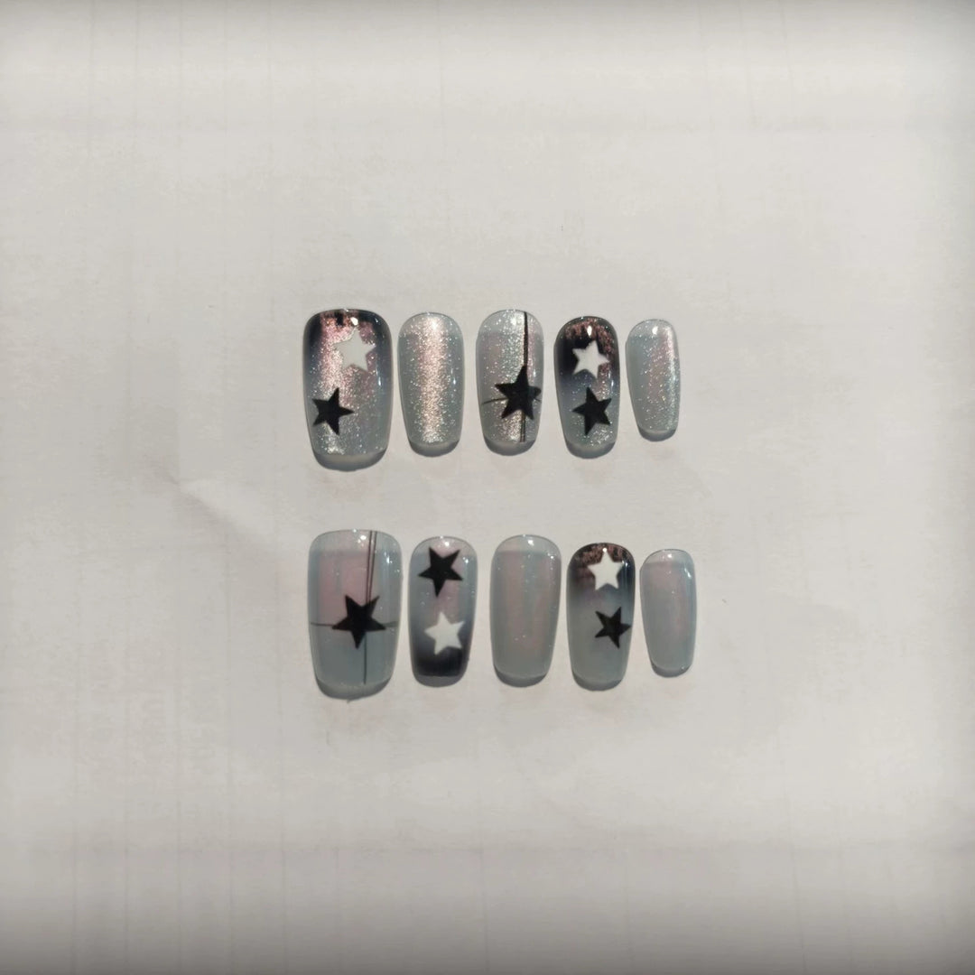 Artistic Star-Pattern Press-On Nail Set Kalsten
