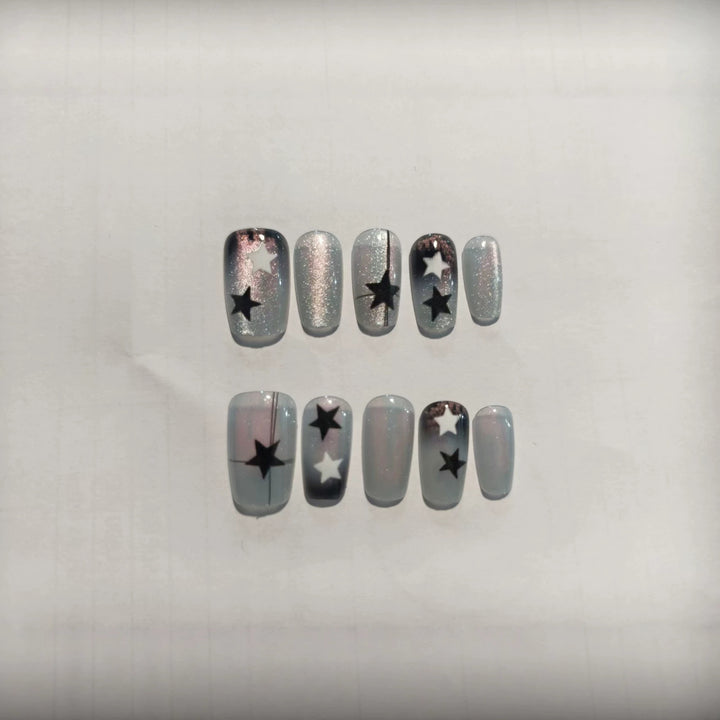 Artistic Star-Pattern Press-On Nail Set Kalsten