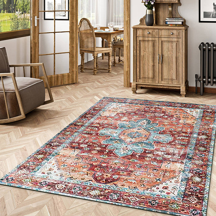 Vintage-inspired geometric rug