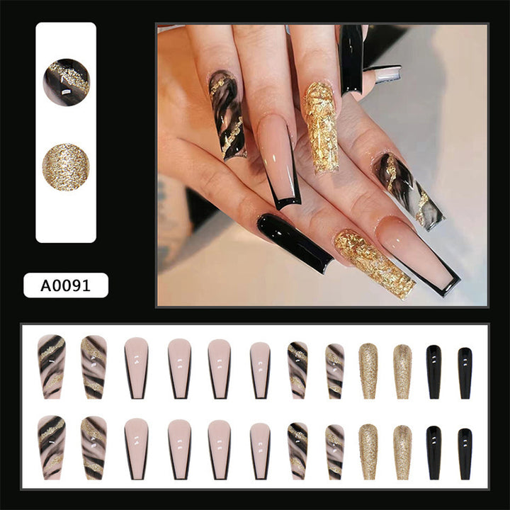 Acrylic nail set with luxurious golden accents and elegant designs Kalsten