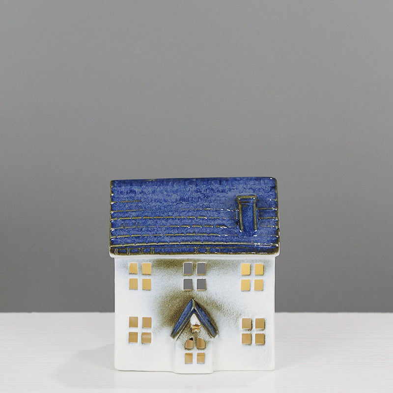 Ceramic House-Shaped Decorative Lantern Kalsten