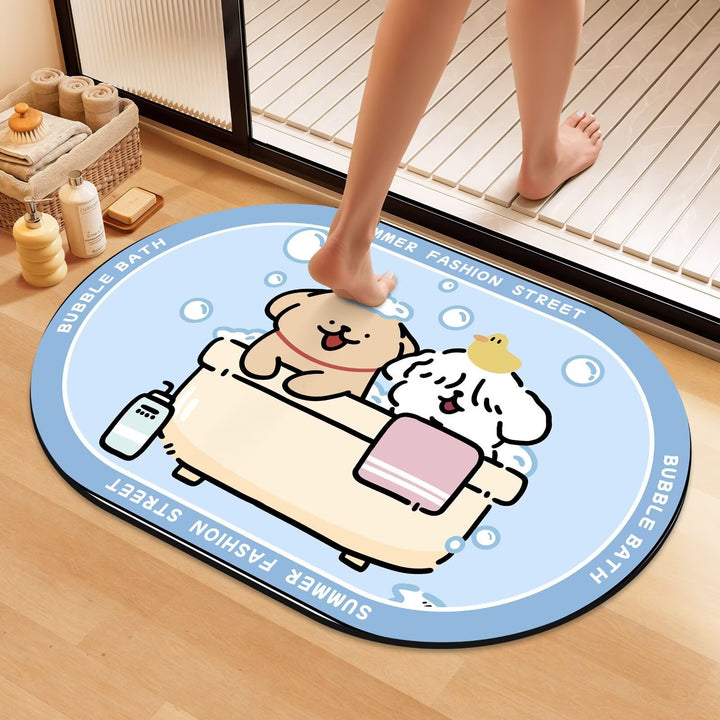 Playful Cartoon Dog Bath Mat Kalsten