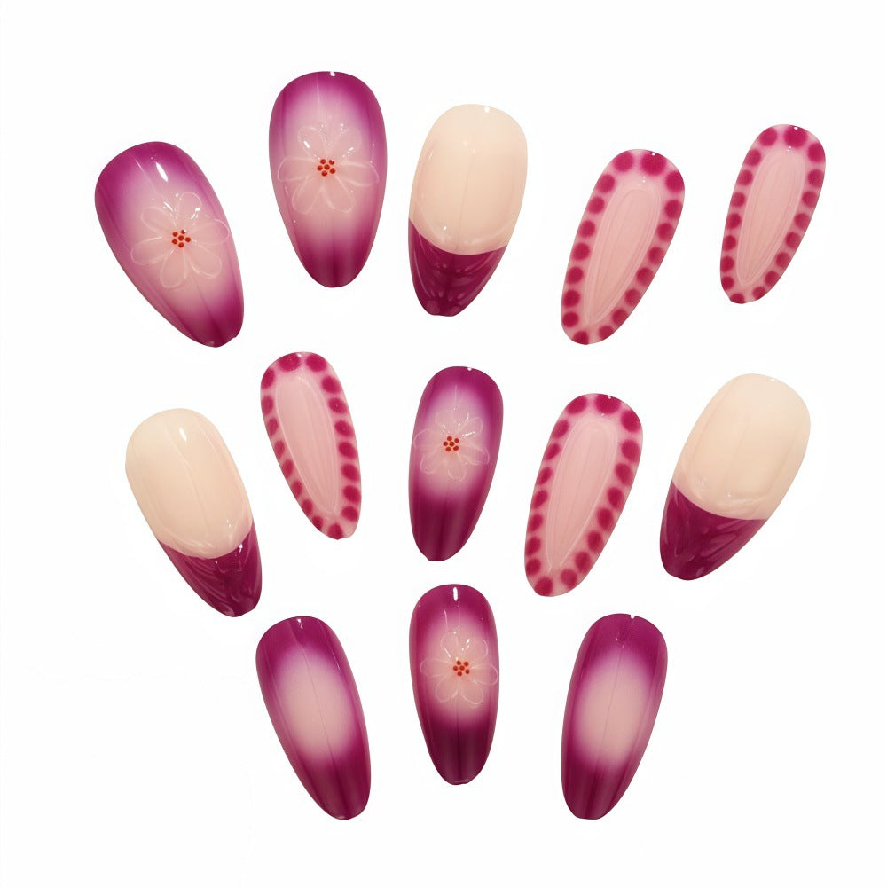 Elegant Artificial Nails with Floral Patterns Kalsten