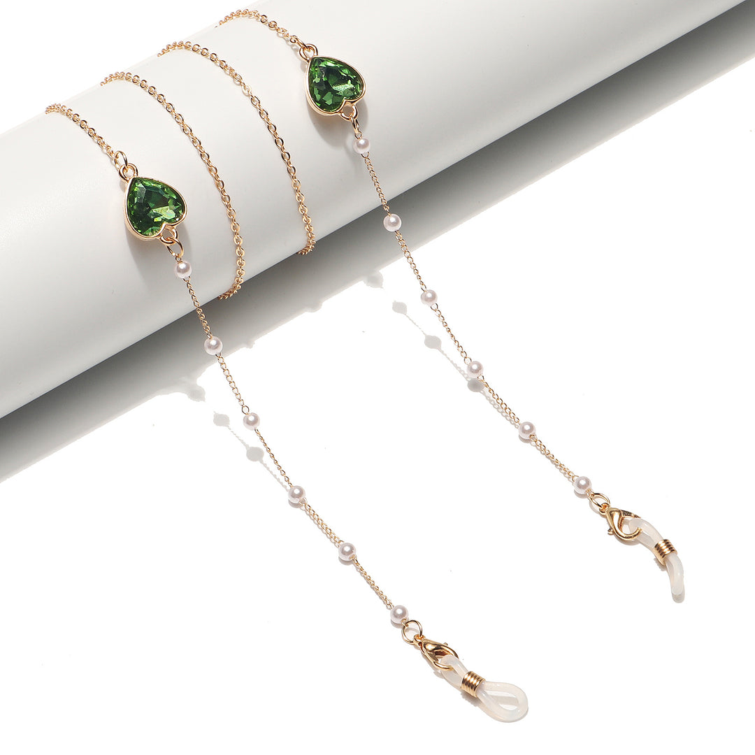 Heart-Shaped Crystal Eyewear Chain Kalsten