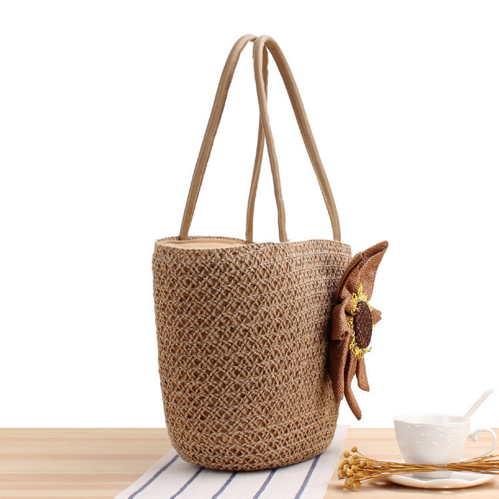 Basket bag with floral appliqué Kalsten