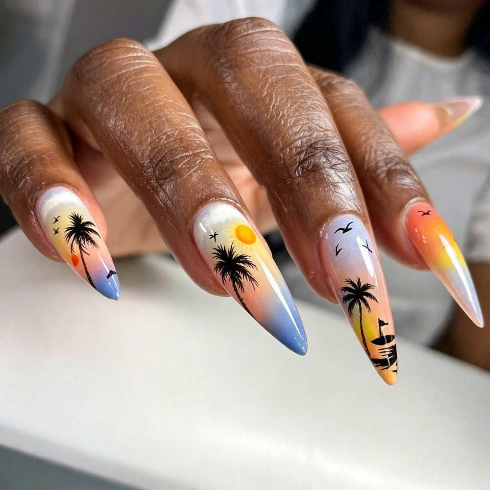 Artificial nails with tropical sunset design Kalsten