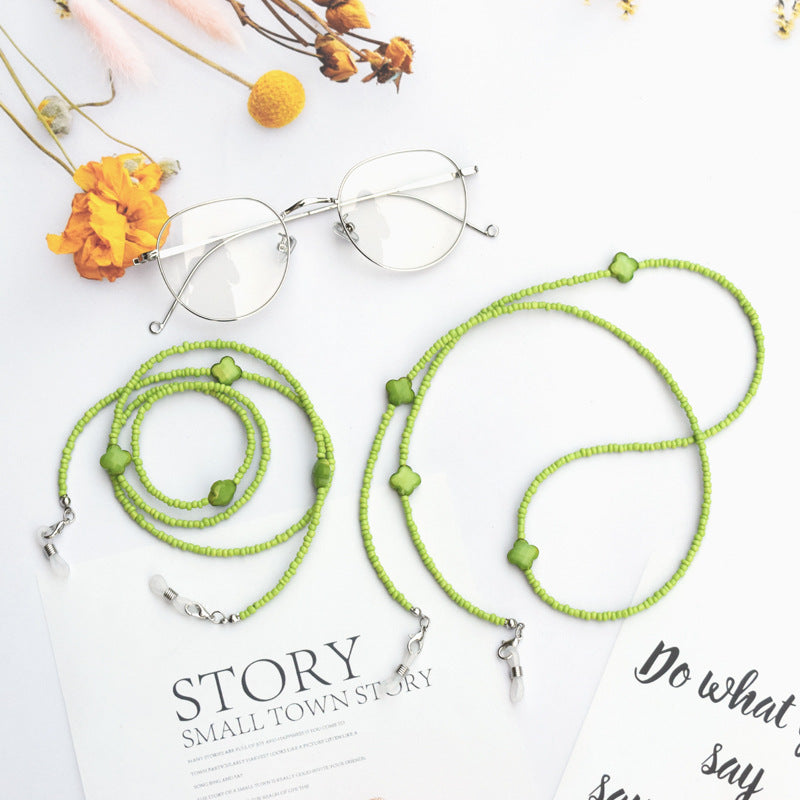 Beaded Eyewear Chain with Flower Accents Kalsten