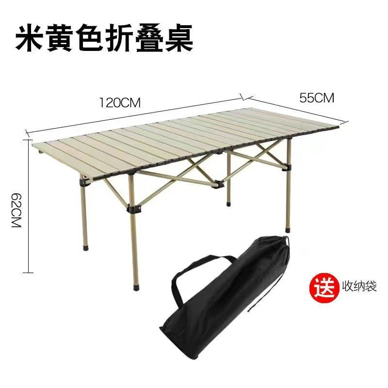 Folding Camping Table With Sturdy Aluminum Frame And Carry Bag Kalsten