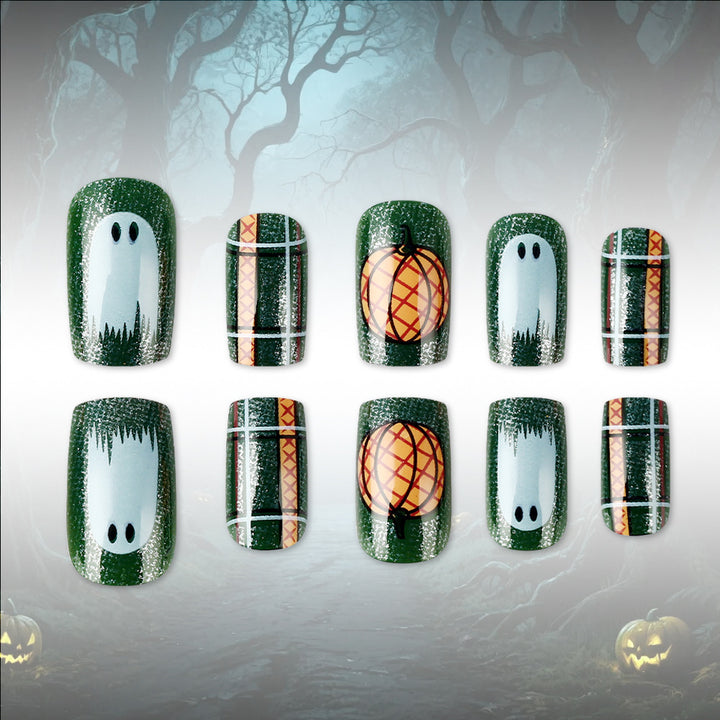 Pumpkin-Themed Press-On Nail Art Set Kalsten