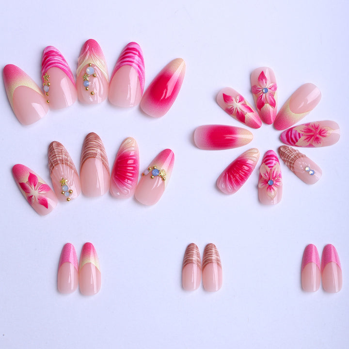 Artificial nails with creative 3D flower accents Kalsten