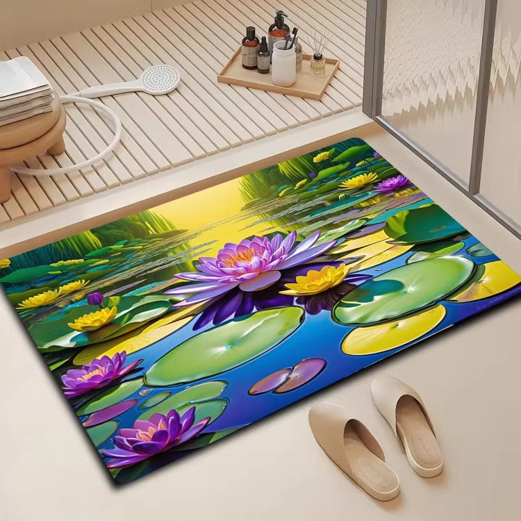 Floral Design Bath Mat Kalsten
