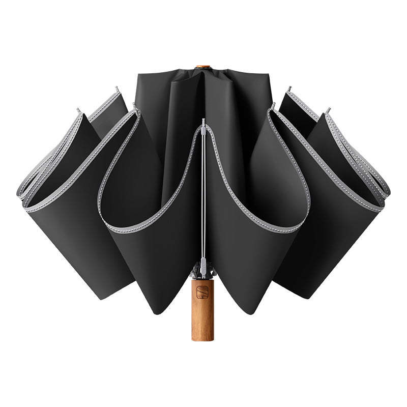 Ladies elegant automatic umbrella with ergonomic wooden handle Kalsten
