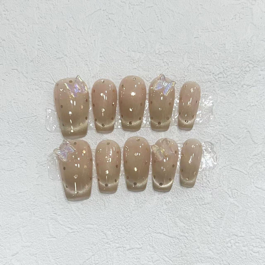 Premium Press-On Nail Set with Iridescent Accents Kalsten