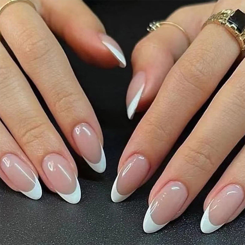 Stiletto artificial nails with elegant French design Kalsten