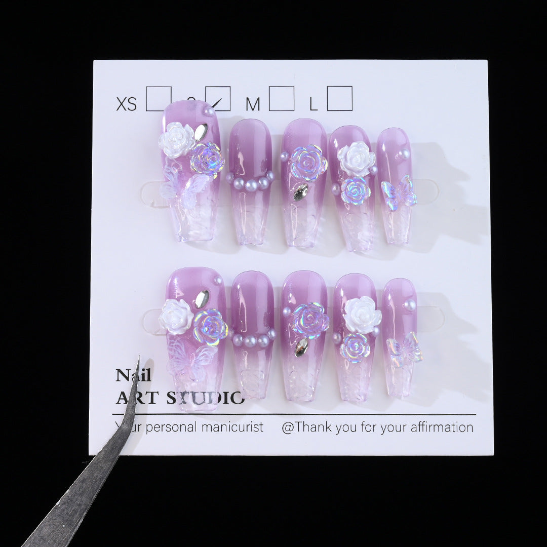 Floral Embellished Press-On Nail Set Kalsten