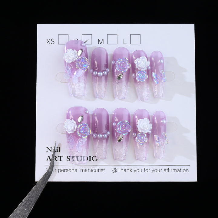 Floral Embellished Press-On Nail Set Kalsten