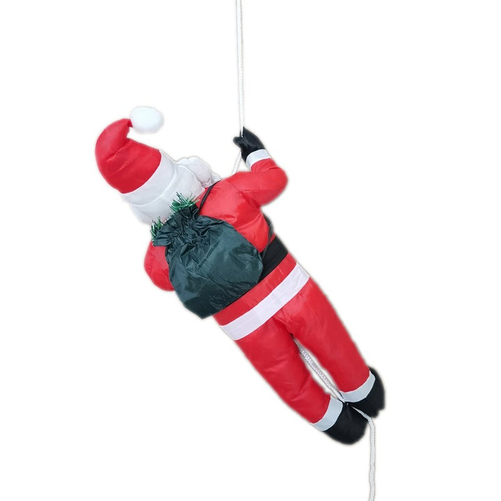 Inflatable Santa Claus figure on ladder