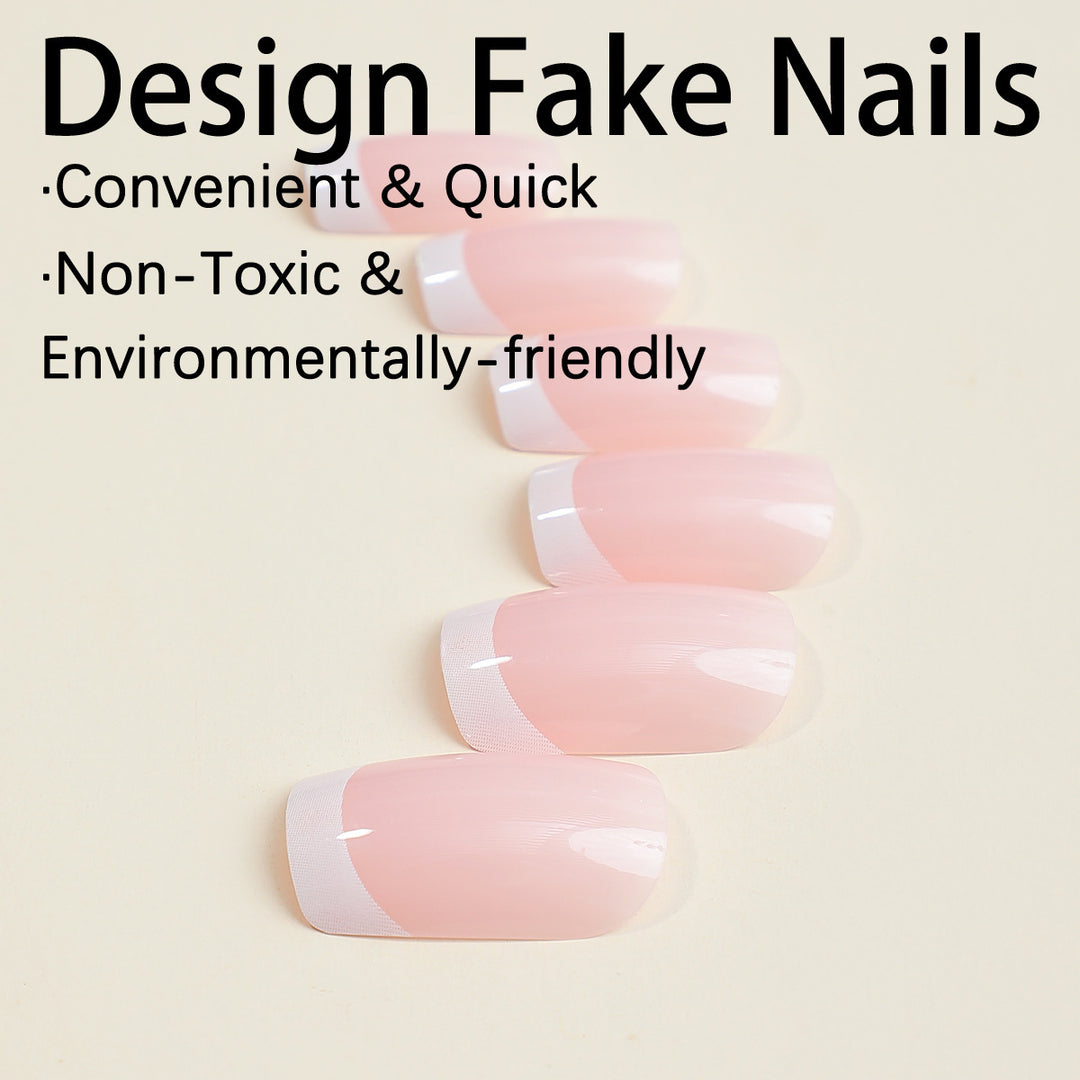 Artificial nail set with elegant French tip decorations Kalsten