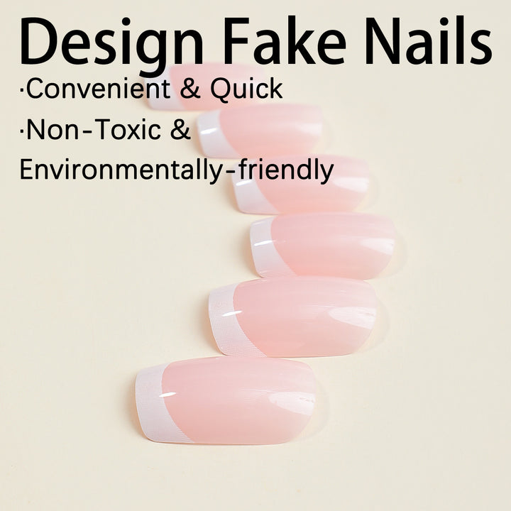 Artificial nail set with elegant French tip decorations Kalsten