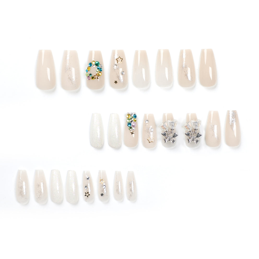 Artful nail extensions with elegant crystal embellishments Kalsten