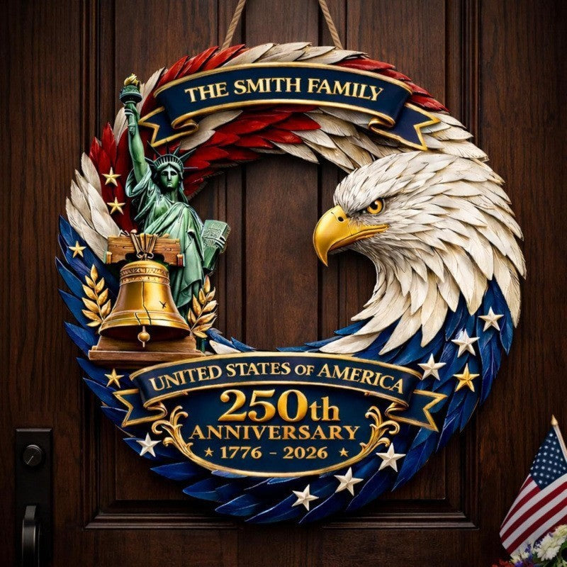 Unisex nan more patriotic door wreath with eagle Statue of Liberty and flag motif Kalsten