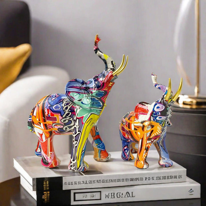 Creative elephant figurine with colorful design Kalsten