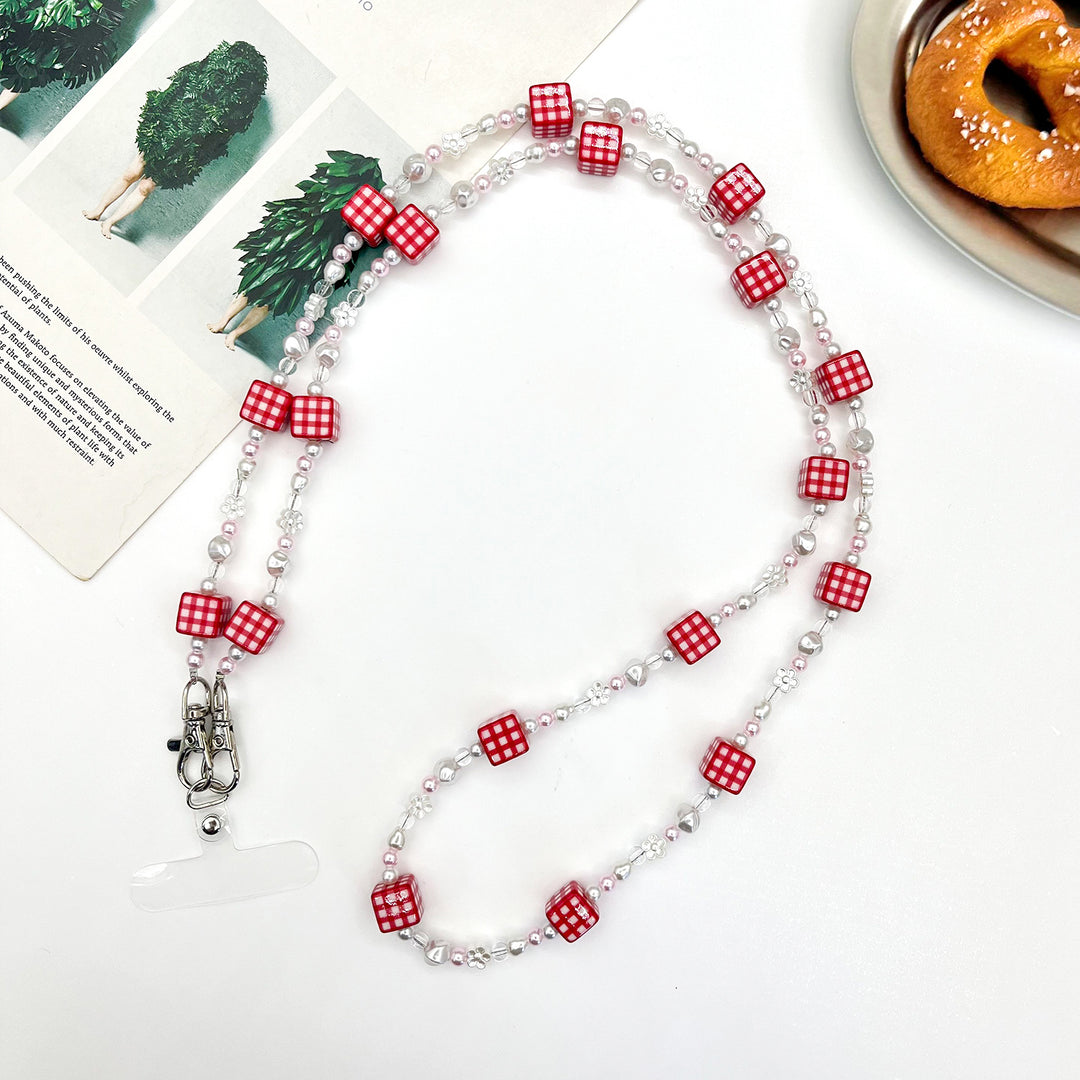 Beaded Eyewear Chain with Stylish Checker Design Kalsten