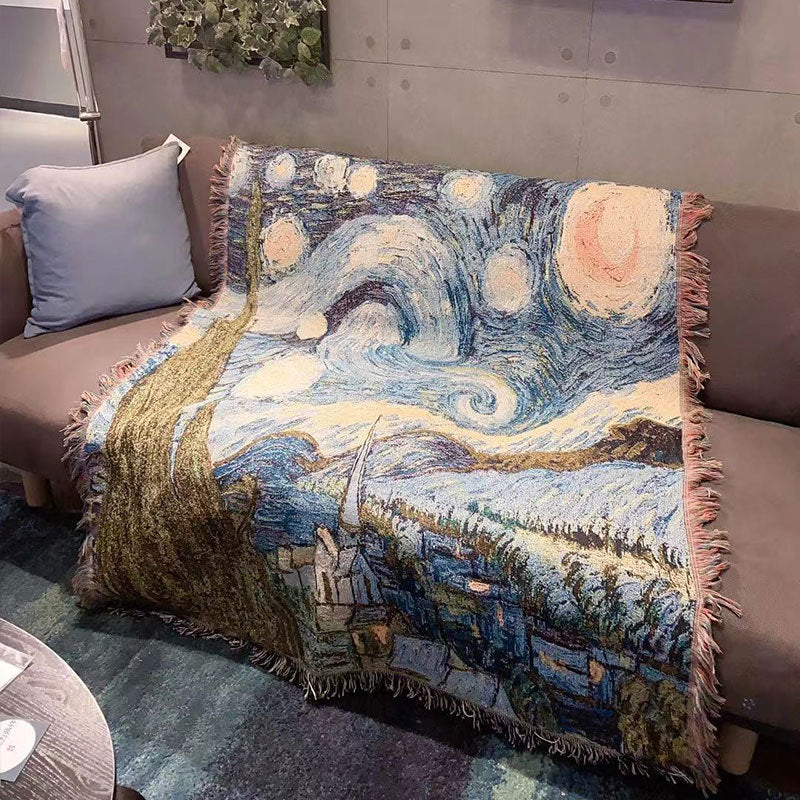 Starry Night Woven Tapestry Throw Blanket