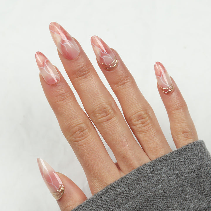 Elegant Stiletto Press-On Nail Set with Marble Design Kalsten