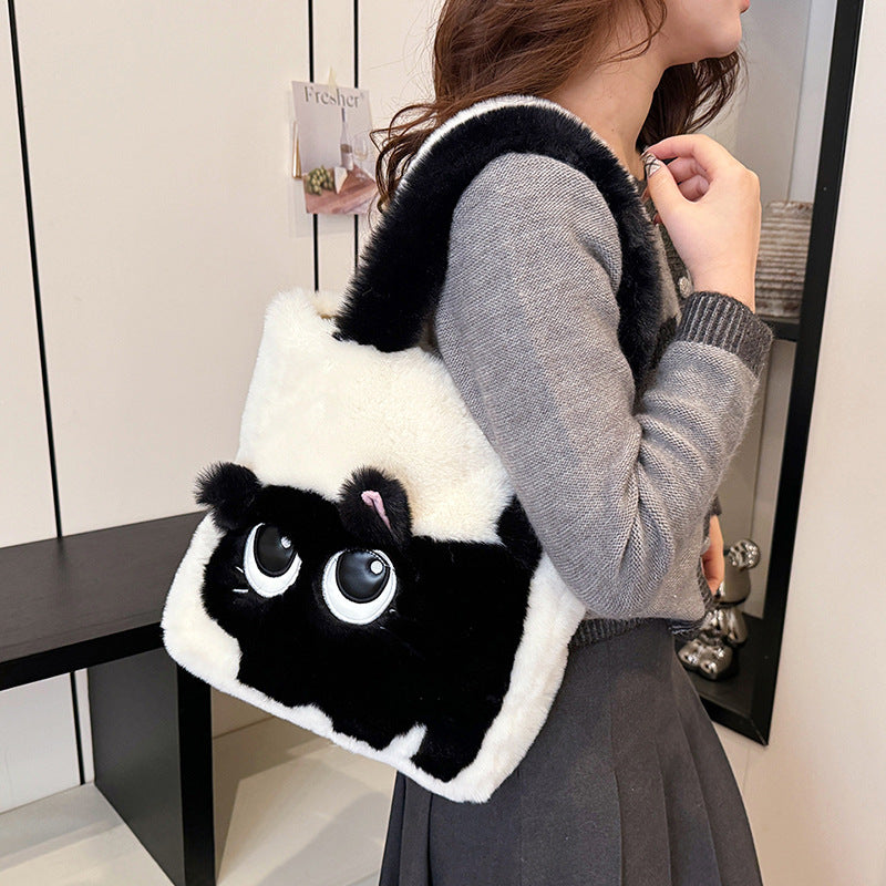 Playful Plush Cat-Themed Handbag