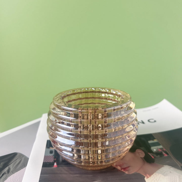 Round Ribbed Glass Votive Candle Holder for Tealights Kalsten