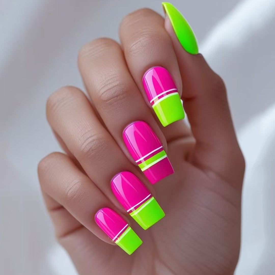 Creative artistic nails with geometric color effect Kalsten
