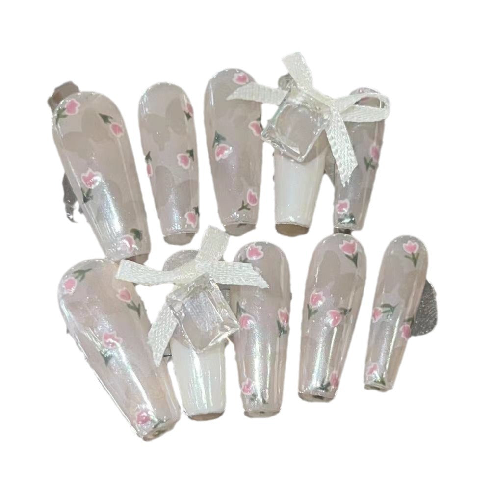Floral Embellished Press-On Nails Kalsten