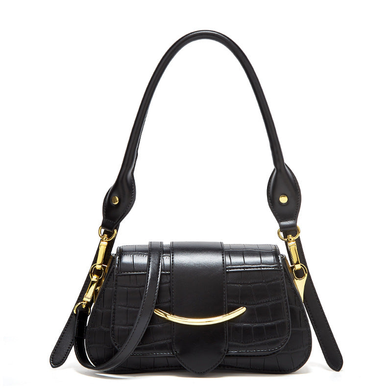 Crocodile-Embossed Mini Shoulder Bag