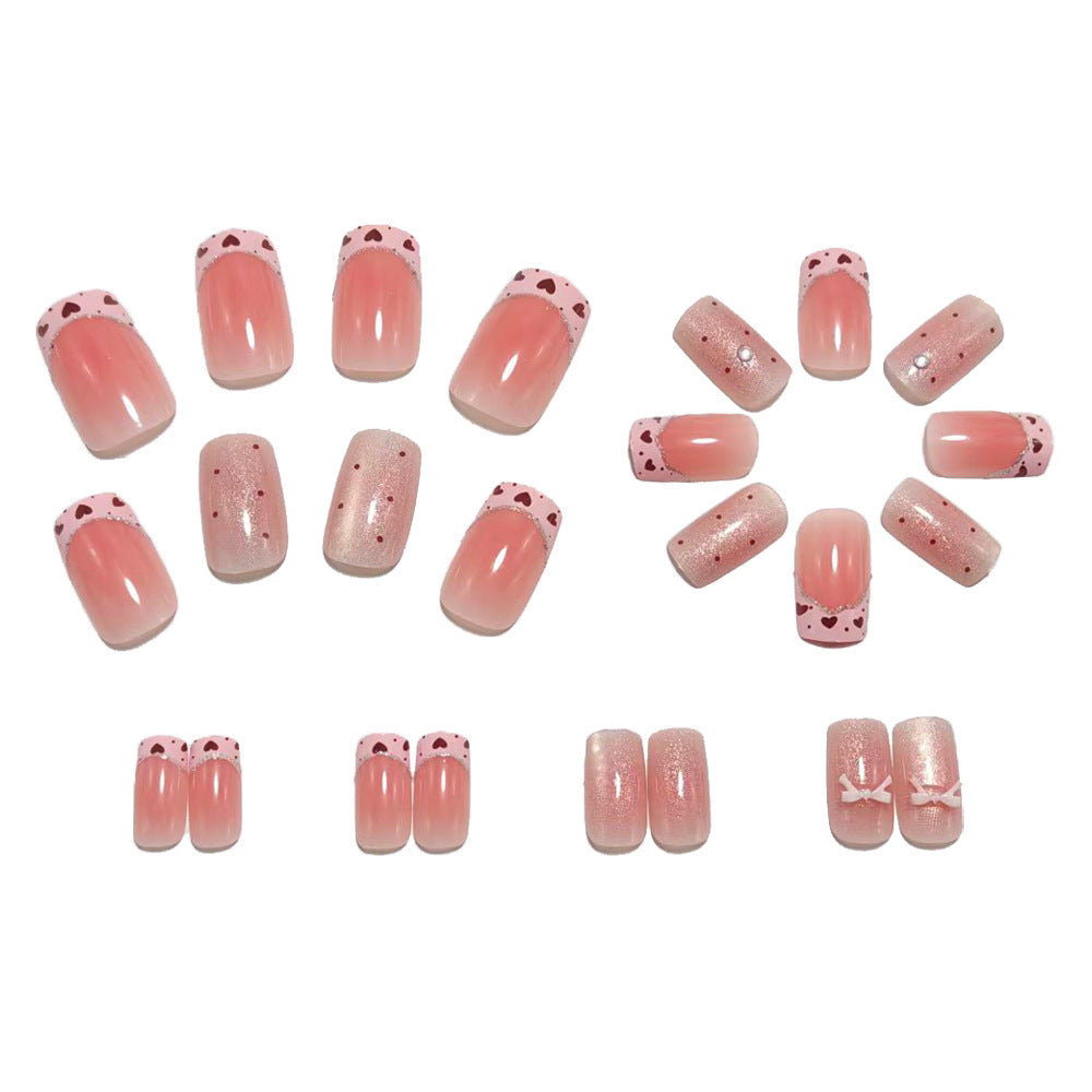 Acrylic Nail Set with Elegant Bow Design Kalsten