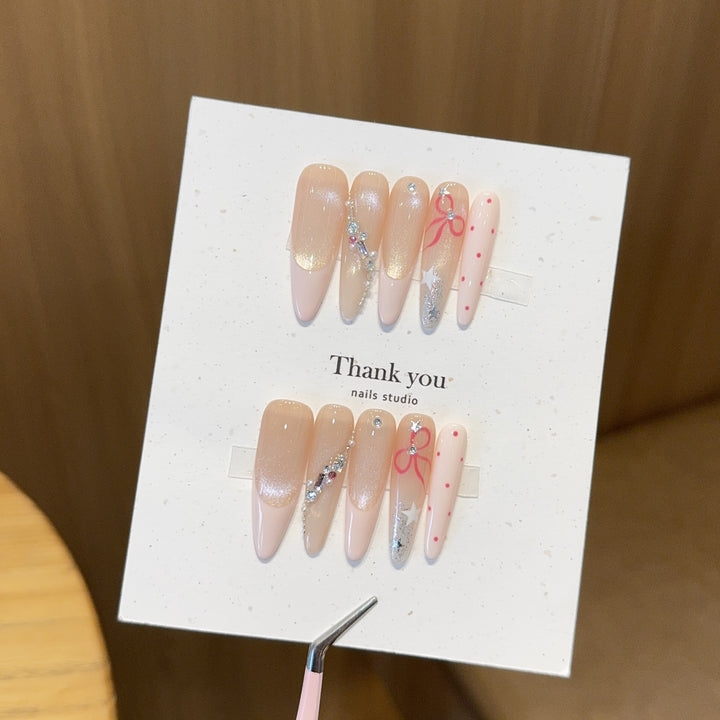 Creative Art Nail Tips with Glitter Accents Kalsten